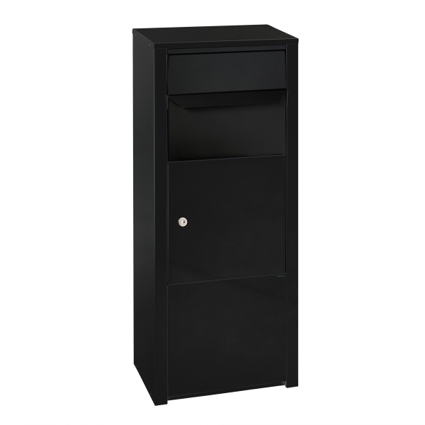 Paketbriefkasten Mefa Rowan 471 in Tiefschwarz RAL 9005 Entnahme von vorne